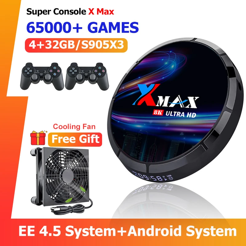 Retro Game Box Super Console X Max Android & Emuelec4.5 65000 + giochi per  PSP/PS1/SS/N64 4K HD WiFi Mini TV Box con ventola di raffreddamento| | -  AliExpress
