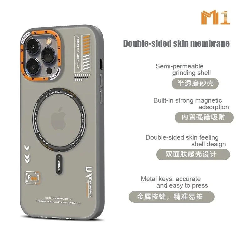 thumbnail image 1 of Funda de teléfono mate magnética para iPhone 13, 12, 15, 14 Pro Max, Magsafe 15 Pro, carga inalámbrica, protección contra caídas esmerilada, 1 of 5