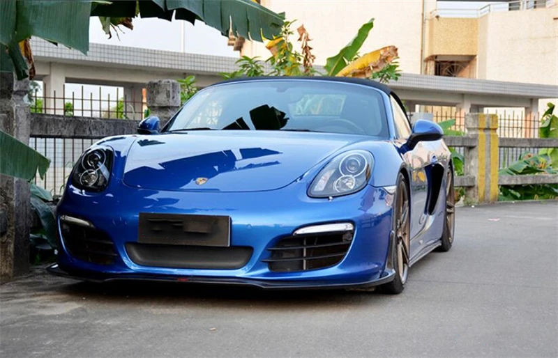 For Porsche Boxster 981 2013-2016 Real Carbon Fiber Front Lip Rear Diffuser Body Side Skirt Kit Vent Cover Trunk Spoiler Refits - - Racext 53
