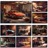 Garage Luxury Old Car Classic 80s Vintage Sports Car Posters and Prints Canvas Printing Wall Art Picture for Living Room Decor 1