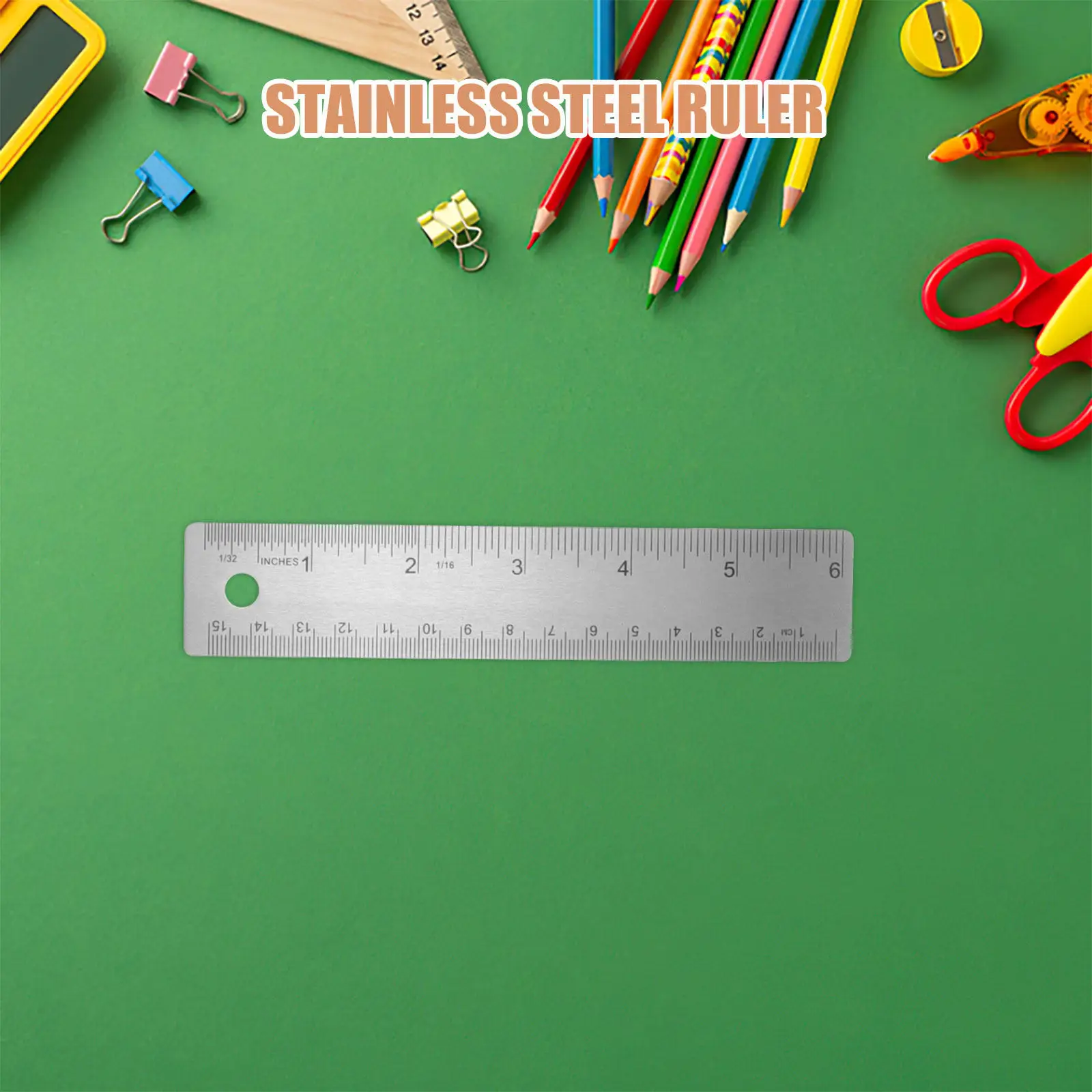 1세트 스테인리스 스틸 코르크 백 메탈 자 세트 눈금자 금속 드로잉 측정 도구 건축용