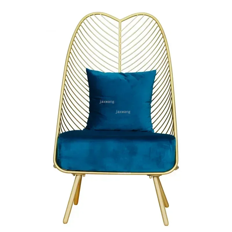 Leisure Lazy Living Room Sofa Chairs Nordic Style Gold Metal Iron Wire Chair Pink Chairs Coffee Chair Modern Decor Furniture