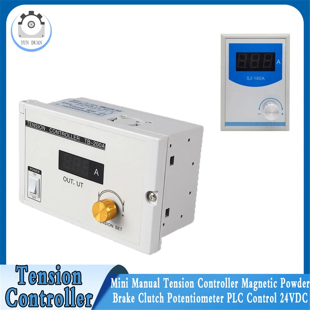 220V Mini Manual Tension Controller Magnetic Powder Brake Clutch Potentiometer PLC Control 180V-265VAC 24VDC Output magnetic powder brake accessories