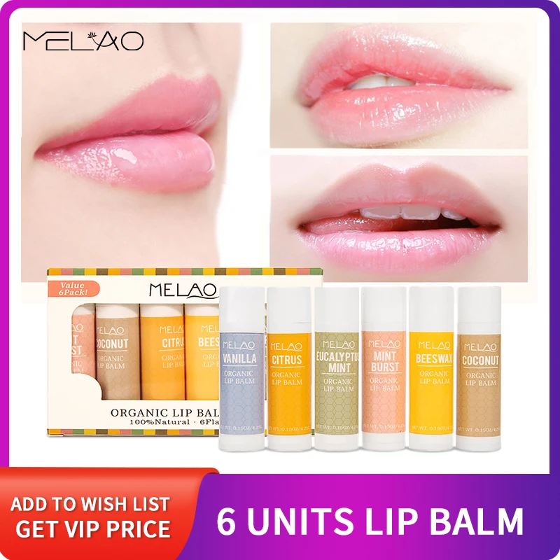 

MELAO 6 Pcs Moisture Lip Balm Nourishes Lips Reduce Lip Lines Long-Lasting Natural Lipstick Anti Aging for Women Lip Care