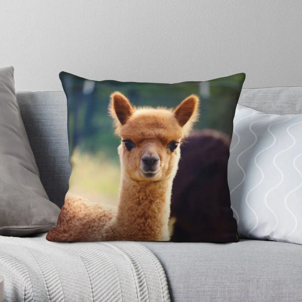 

Милая Детская наволочка с портретом альпака, квадратная наволочка из полиэстера и льна, бархатная Декоративная Подушка на молнии, детская наволочка для подушки