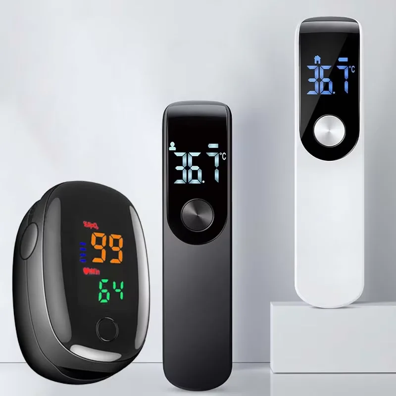 Digital Non-Contact Infrared Thermometer with LCD Display and Finger Pulse Oximeter