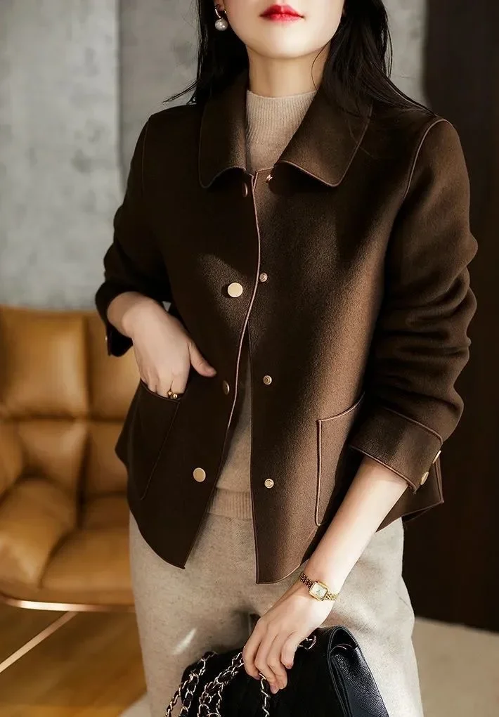 Elegant Fashionable Double-sided Woolen Short Jacket For Women Loose-fit Versatile Top Spring Autumn New Arrival picture