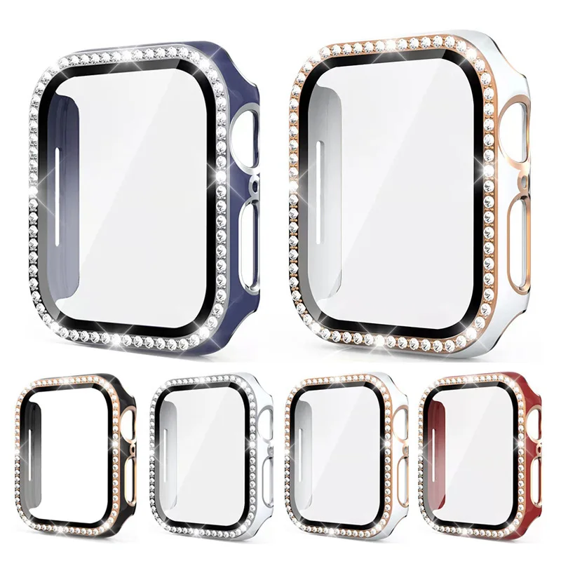Luxury Bling Glass & Diamond Bumper Watch Cover with Screen Protector