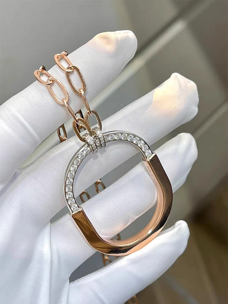 925 Sterling Silver Multi-Style Classic High Quality Zircon Elliptical Lock Necklace For Women Luxury Branded Jewelry Fine Gift
