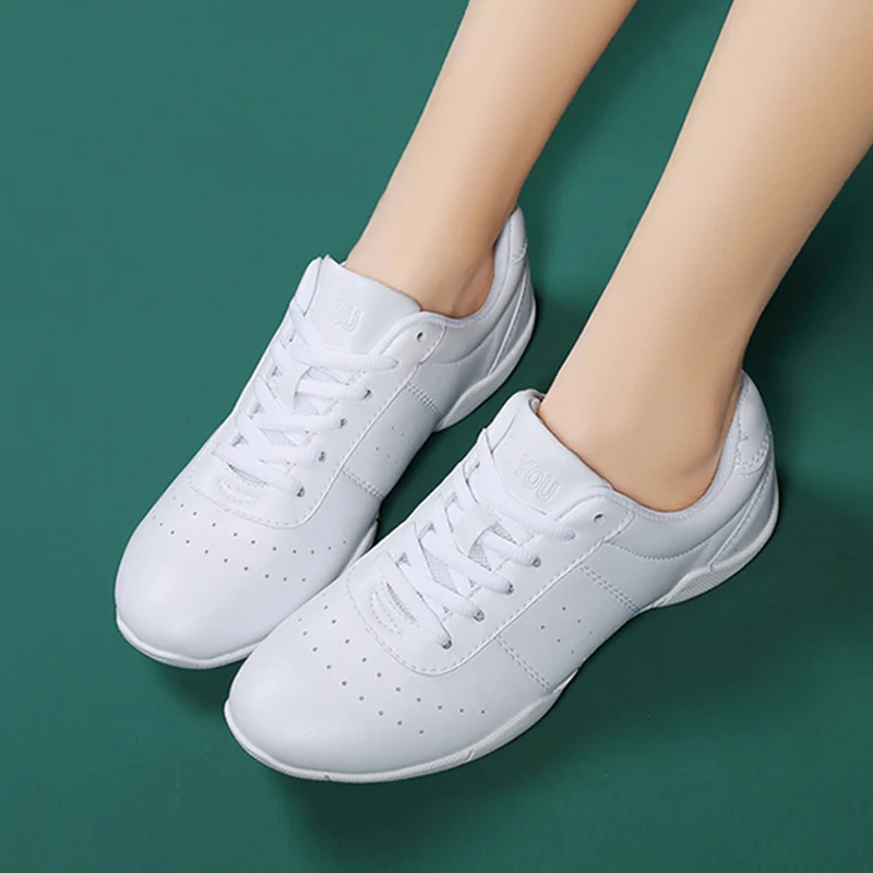 Girls' White Cheerleading Shoes Light Breathable Stylish Trainers for Dance Tennis & Cheer Competitions Youth Aerobics 4
