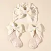 2pcs/set Baby Bow Hat with Socks Suit Newborn Boys and Girls Socks Cap Set Short Tube Sock+ Turban Hat for Autumn Spring H446 6