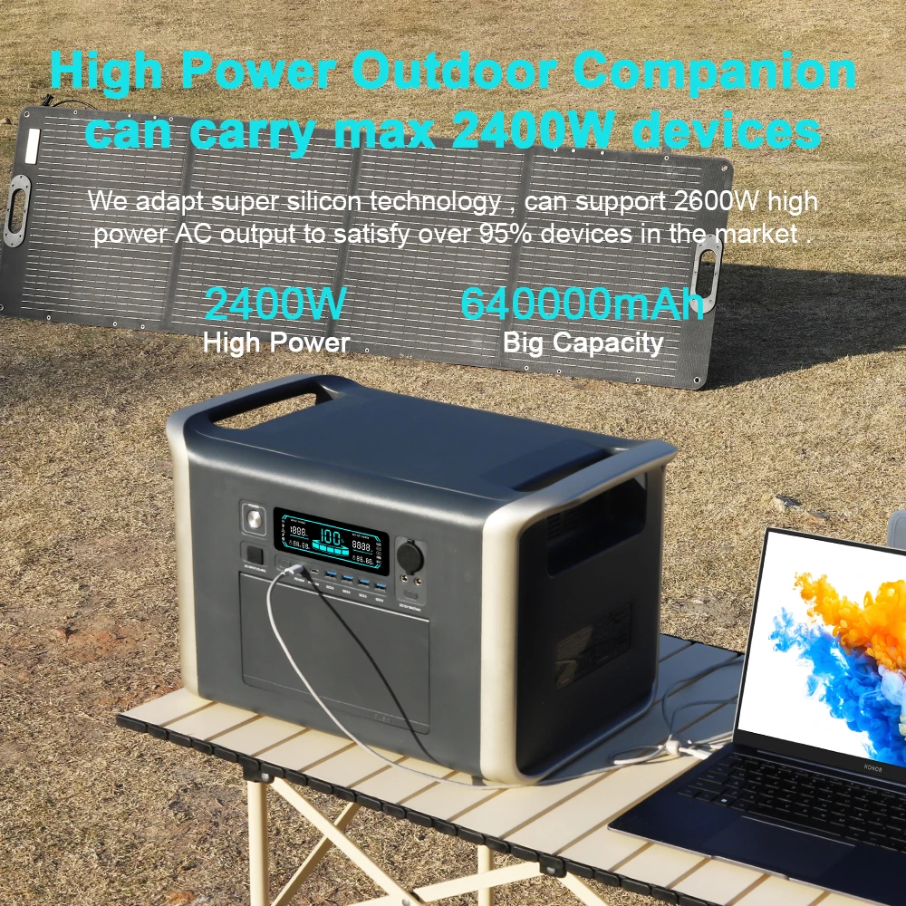 ETFE 접이식 태양 전지 패널 캠핑 태양광 발전기, 휴대용 발전소, 220V AC 콘센트 배터리, 2400W, 1800W, 1000W, 600W