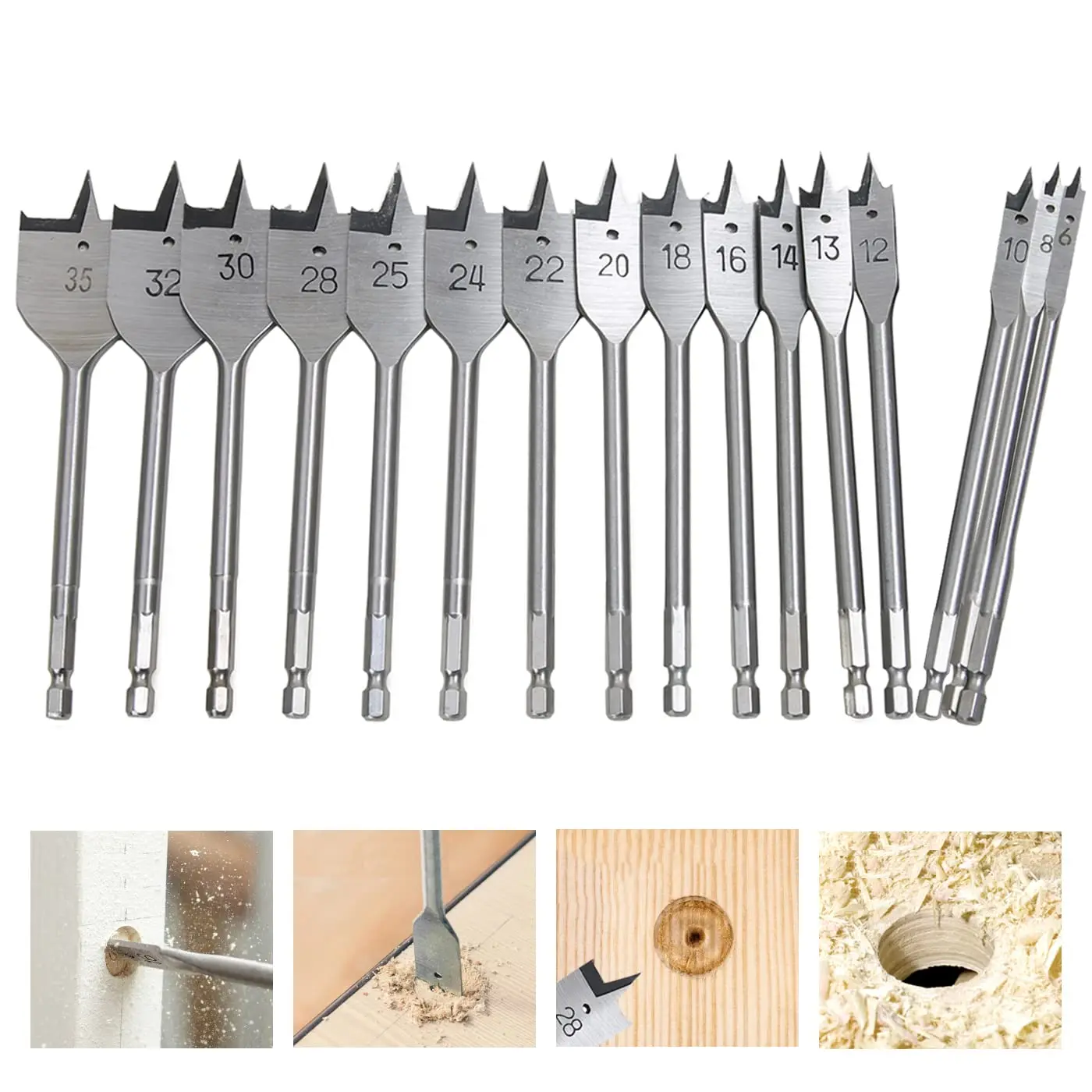 

1pcs 10-55mm Durable Woodworking Tool Sets Flat Drill Long High-carbon Steel Wood Flat Drills Woodworking Spade Drill Bits