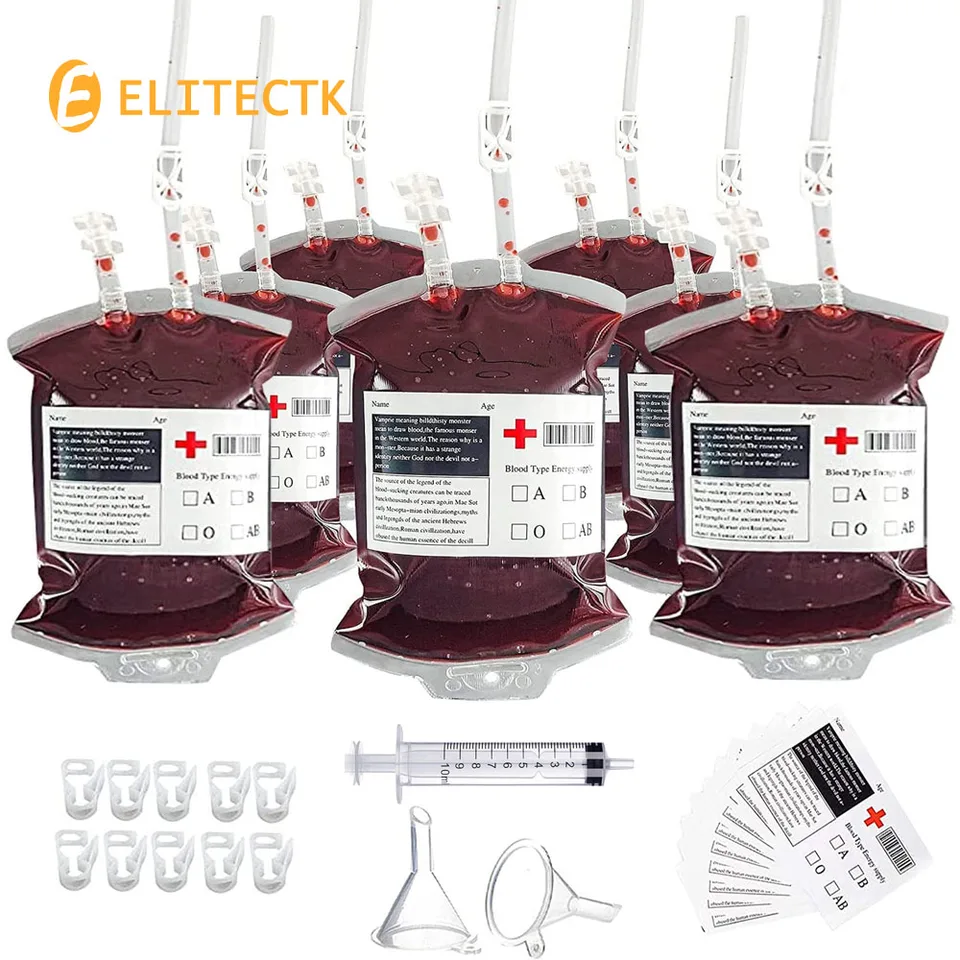 Sacchetti per Bere Halloween, Sacchetti di Sangue per Bevande, Sacchetti Riutilizzabili per Bevande di Feste a Tema, Sangue da Palcoscenico per Costume di Halloween, Zombie, Vampiri E Mostri Trucco