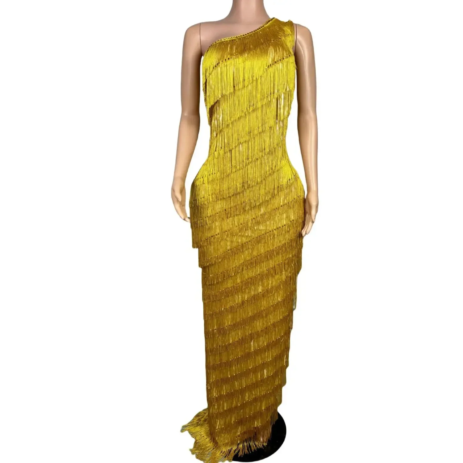 Luxury Rhinestones Mesh Long Dress 2025 Elegant Sexy Sleeveless Birthday Evening Party Gown Performance Singer Stage Outfit