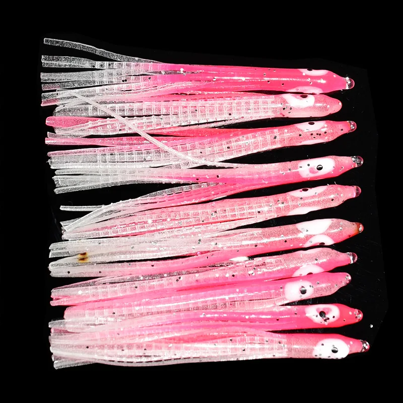 6-16cm 12 × Octopus Calmar Jupe Leurre Appât Hoochies Eau de Mer Souple