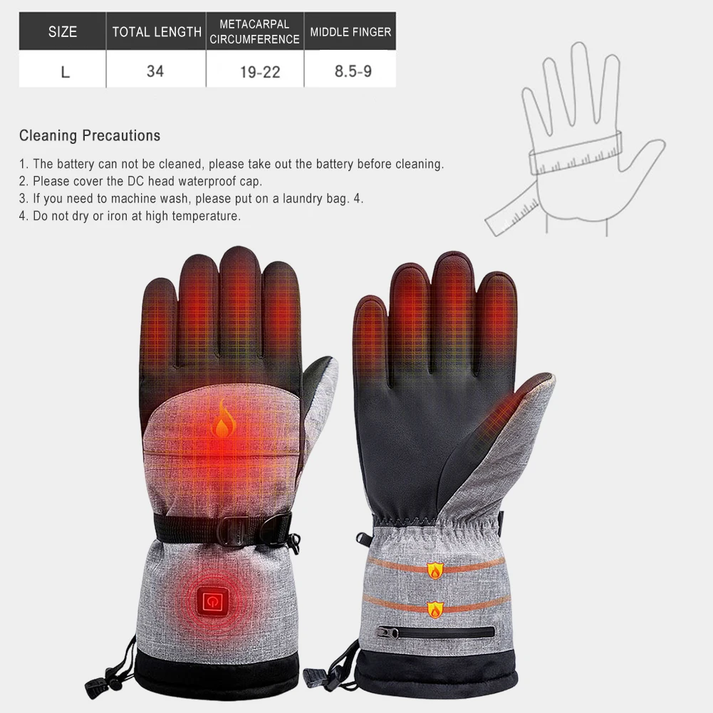 Waterproof Thermal Electric Heated Gloves for Skiing Hiking