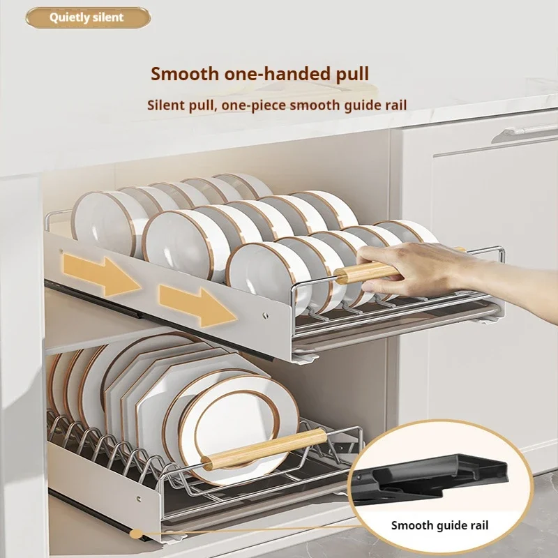 Kitchen Dish Storage Rack Cabinet Pull-out Bowl Rack Pull-out Basket Cabinet Drawer Type Storage Rack BowlPlate Plate Drain Rack 5