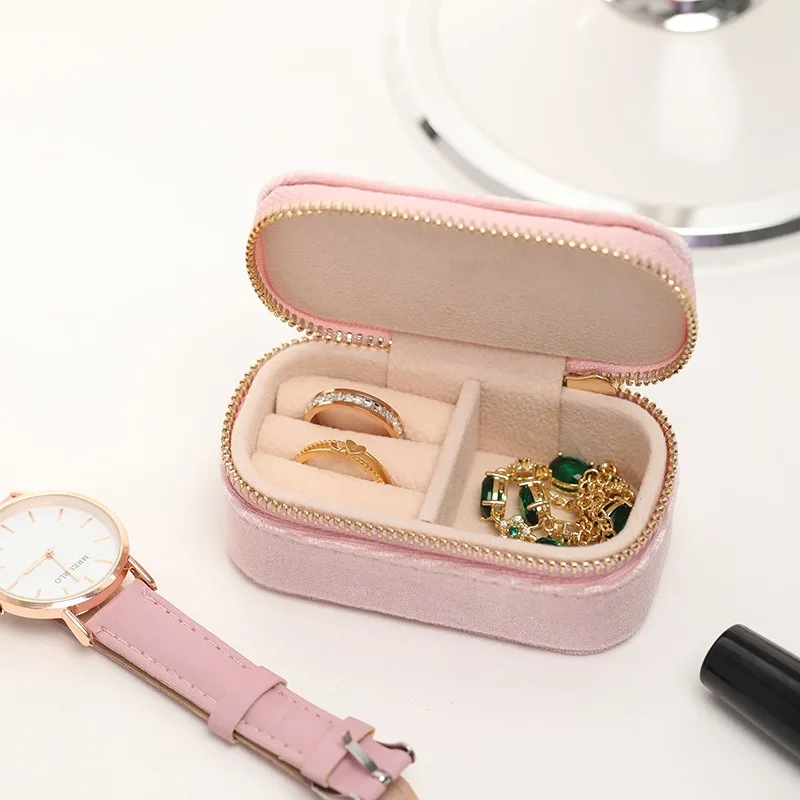 Mini Travel Jewelry Box, Ring Zipper Velvet  Storage Case, Small Jewellery Packaging,USB Storage Box on Business Trip 4