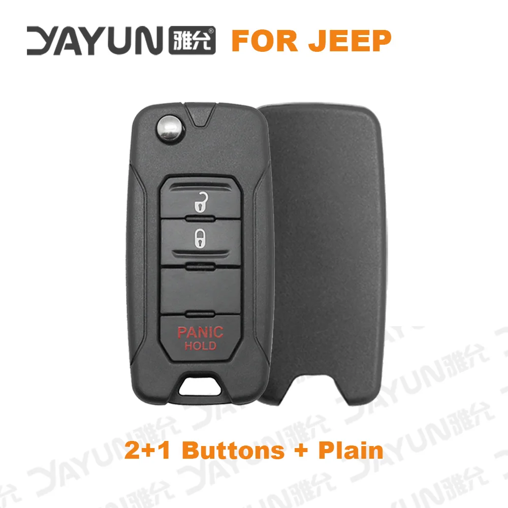 YAYUN 2+1 Buttons For Jeep Renegade 2015/6/7/8 Flip Remote Car Key Shell Case With Uncut SIP22 Blade Replacement With Logo 4A spark plugs Spark Plugs & Ignition Systems