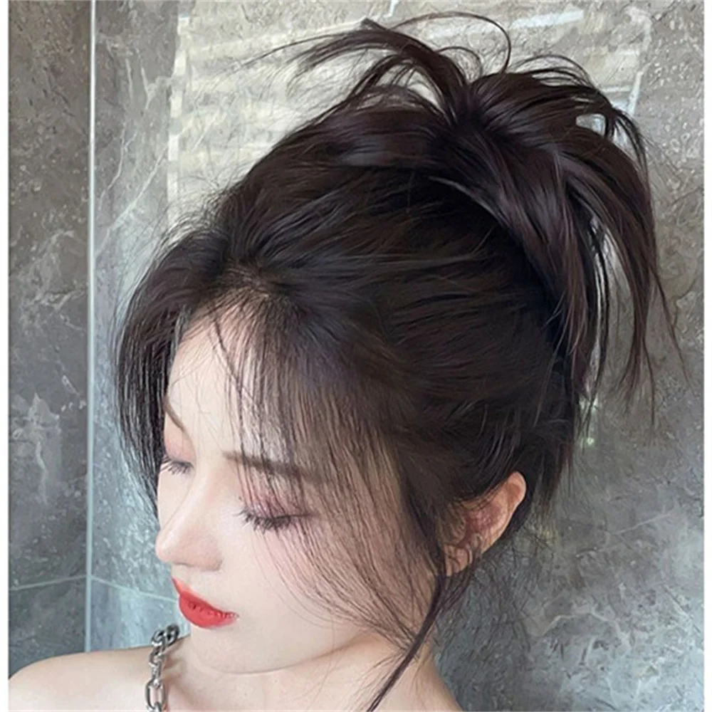 Synthetic Hair Bun Extensions Messy Straight Hair Band Elastic Chignon Scrunchy Wrap Updo False Hair Pieces For Women Hair Ring