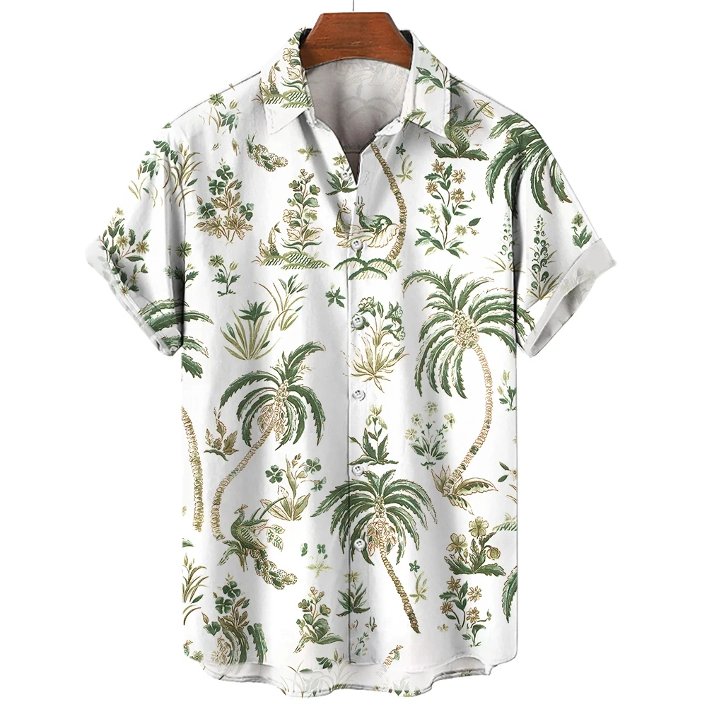 

Мужская и Женская Повседневная рубашка с рисунком свежего растения пальмы фотоцвет дизайнерская рубашка с коротким рукавом модный топ на пуговицах