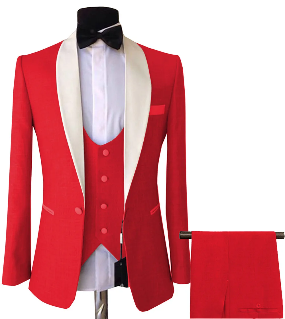 Business Suit Jacket Coat Blazers Trousers Waistcoat Men's Wedding Three Pieces Pants Vest Large Size Professional Suits