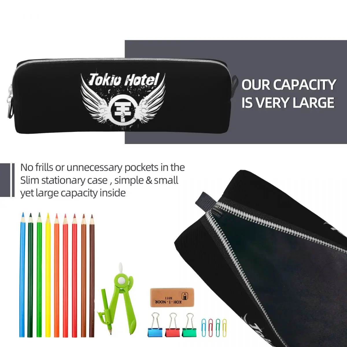 Creative Tokio Hotel Rock Music Pencil Case Band Bill Kaulitz Pencil Pouch Pen Box for Girl Boy Bag School Supplies
