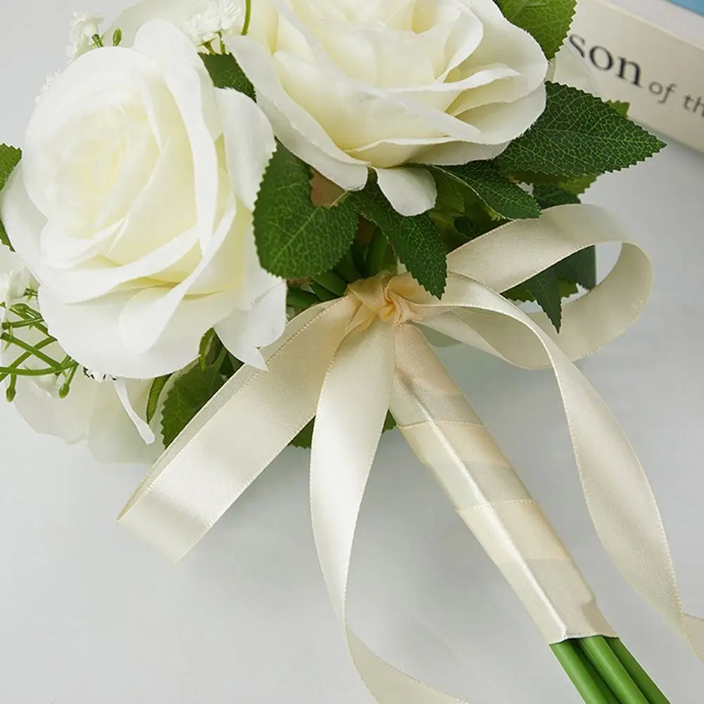 Bouquet da Sposa in Fiori di Seta Preconfezionato, Fiori Artificiali Riutilizzabili Multifunzionali per la Sposa - Image 4