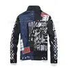 Patchwork Color-block Men's Jeans Sets, Printing 2pcs Set, Long Sleeve Denim Jacket and Straight Micro-flared Jeans, Spring 2