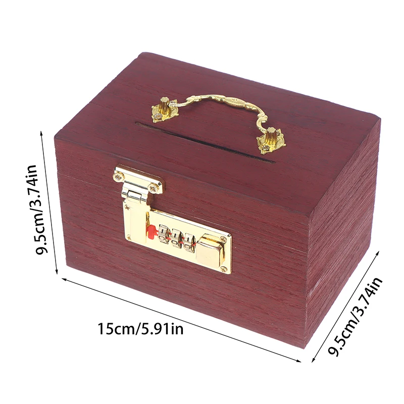 Hucha de madera con contraseña para ahorrar dinero, organizador con cerradura, caja del tesoro para tarjetas, dólares y centavos 〔Nido〕_voghion.com