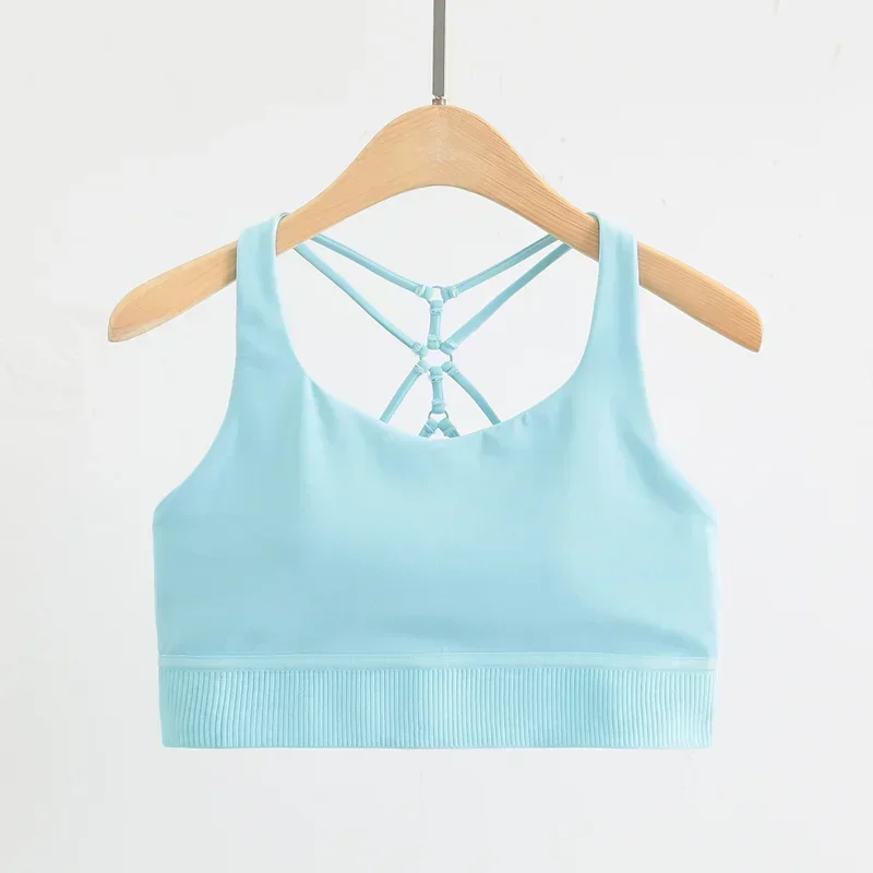 Lemon Ultra Soft Nylon Strappy Sports Bras Women Criss Cross Back Padded Workout Yoga Bra Gym High Stretch Support Crop Tops