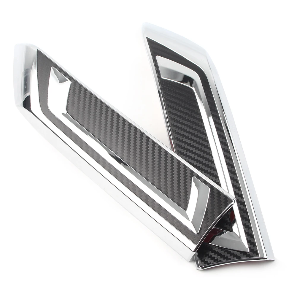 2Pcs ABS Car Front Center Mesh Grille Radiator Decor Cover Trim For Toyota RAV4 2012 RAV 4 19 20