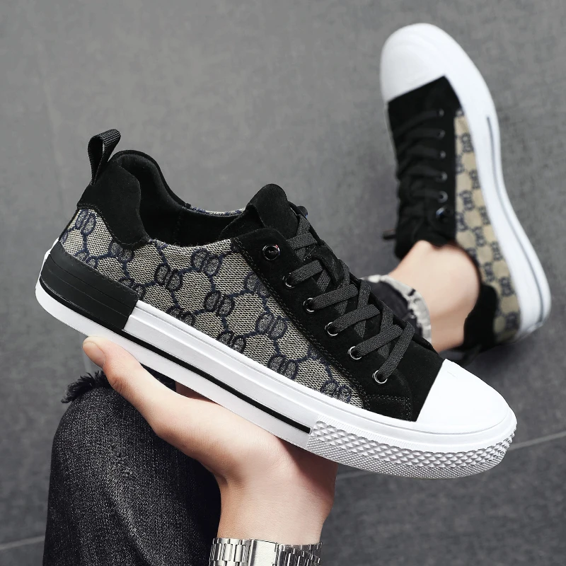 HKDQ Hot Khaki Men's Canvas Shoes Lightweight Vulcanized Shoes Men Fashion Casual Flats Sneakers Comfy Breathable Men Espadrille