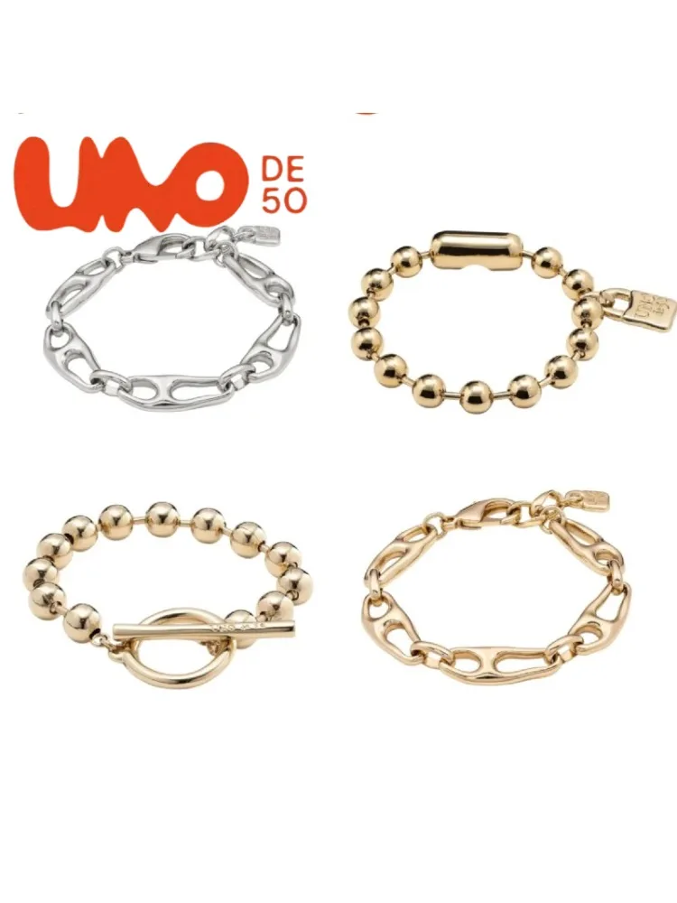 UNOde50 Silver Plated S925 and Gold Plated 14K Fashionable Chain Link Bracelet
