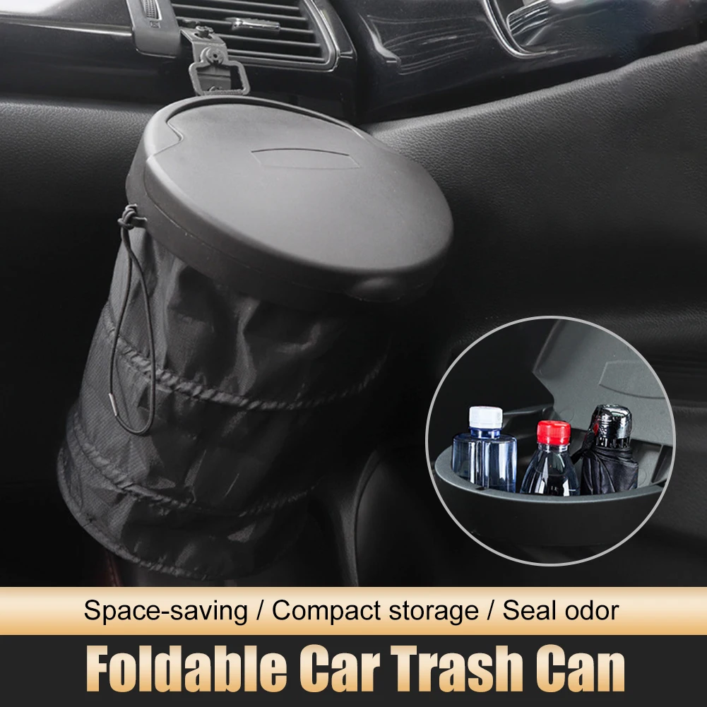 

Car Bin Trash Can Foldable Fashion Wastebasket Container Garbage Bag Waste Bins Tools Storage Accessories for Car Oxford Cloth