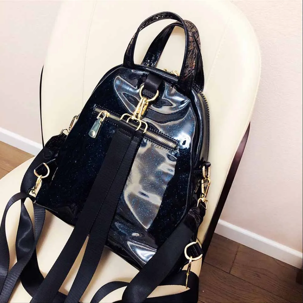 Patent Leather Mini Backpack in Black