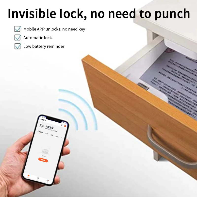 

Tuya Closet Lock App Automatic Management Security Lock Abs Smart Drawer Lock 100 Brand New Smart Home 1-3 Seconds Smart Lock