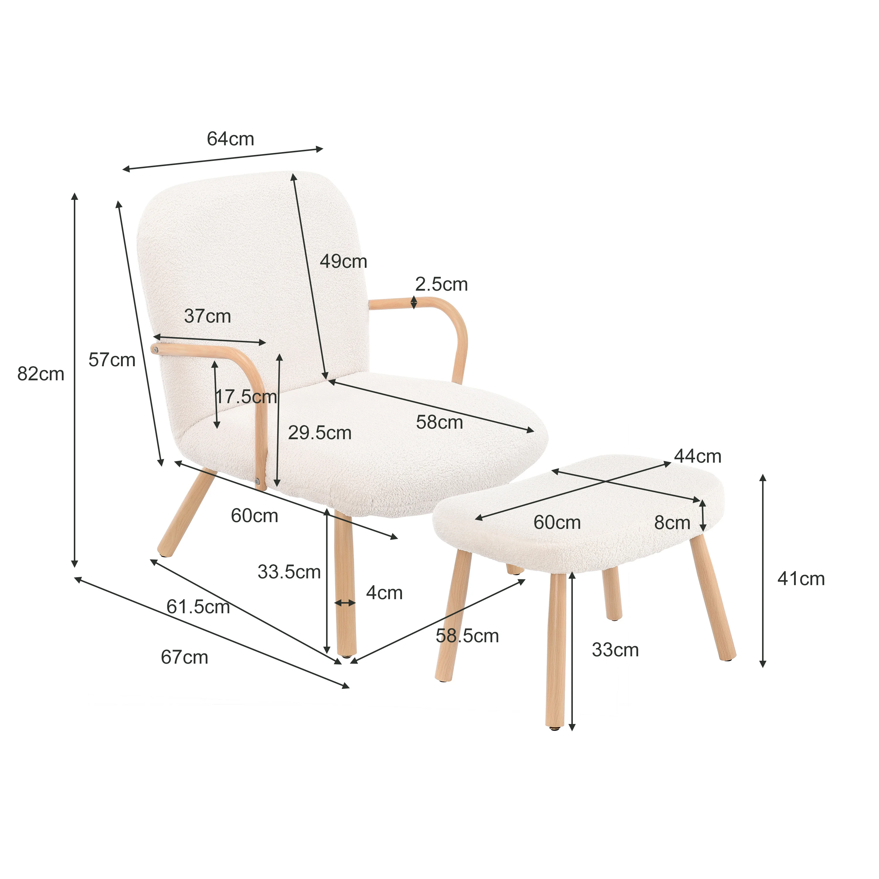 Moderne Fauteuil Houten Poten