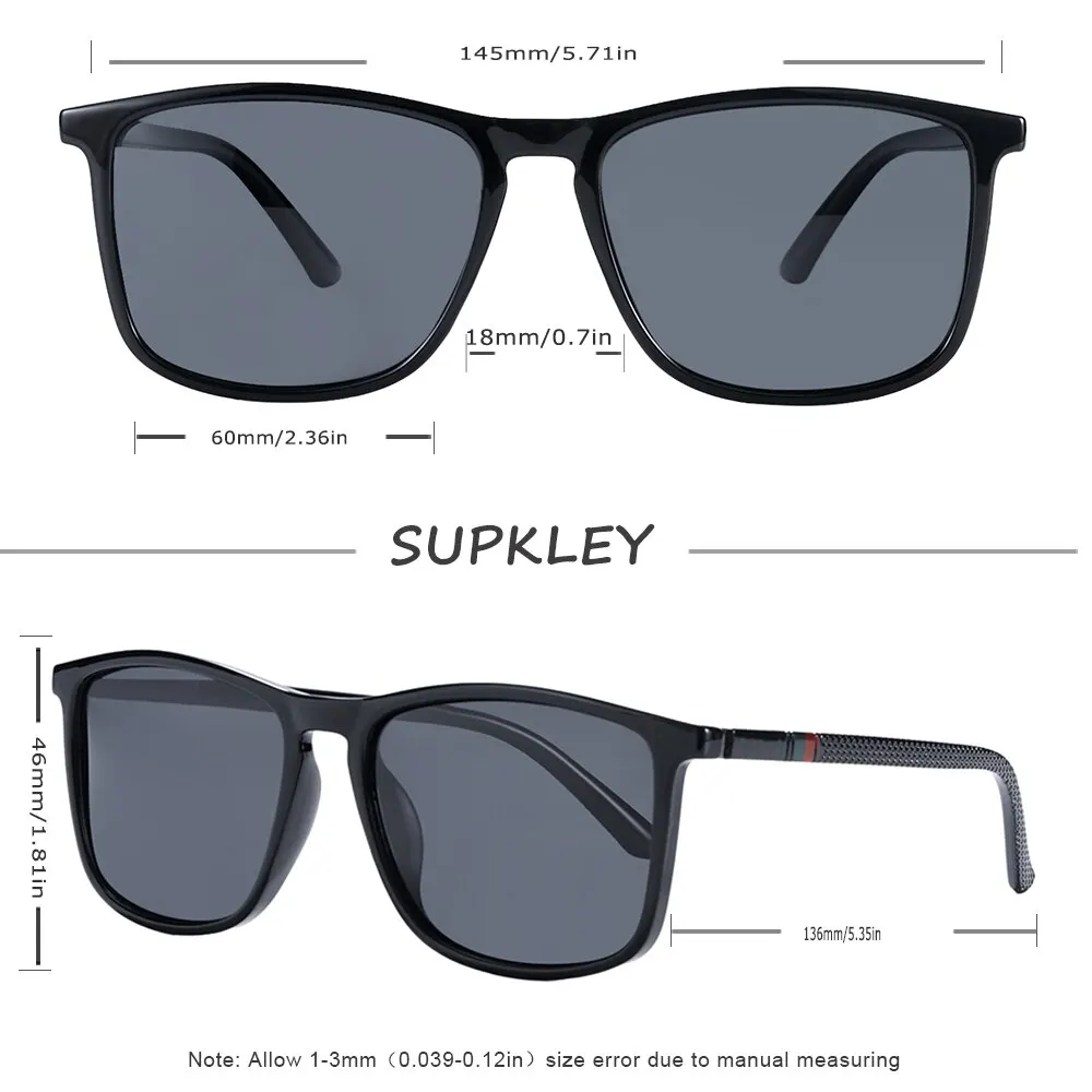 SUPKLEY Polarized Men's Sport Sunglasses - Lightweight, Comfortable Square Design