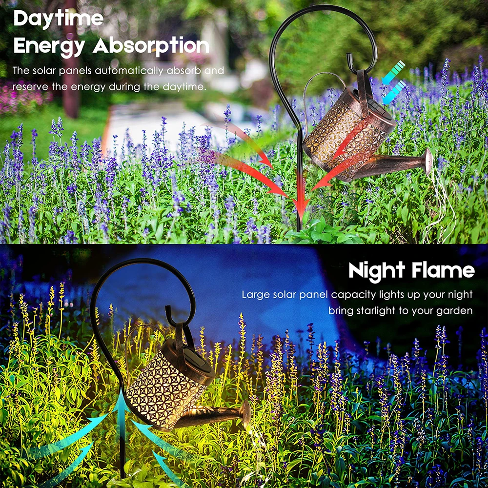 Solar Watering Can Light Hanging Kettle Lantern Light Waterproof Garden Decor Metal Retro Lamp for Outdoor Table Patio Lawn YarD 2 Solar Watering Can Light Hanging Kettle Lantern Light Waterproof Garden Decor Metal Retro Lamp for Outdoor Table Patio Lawn YarD 2
