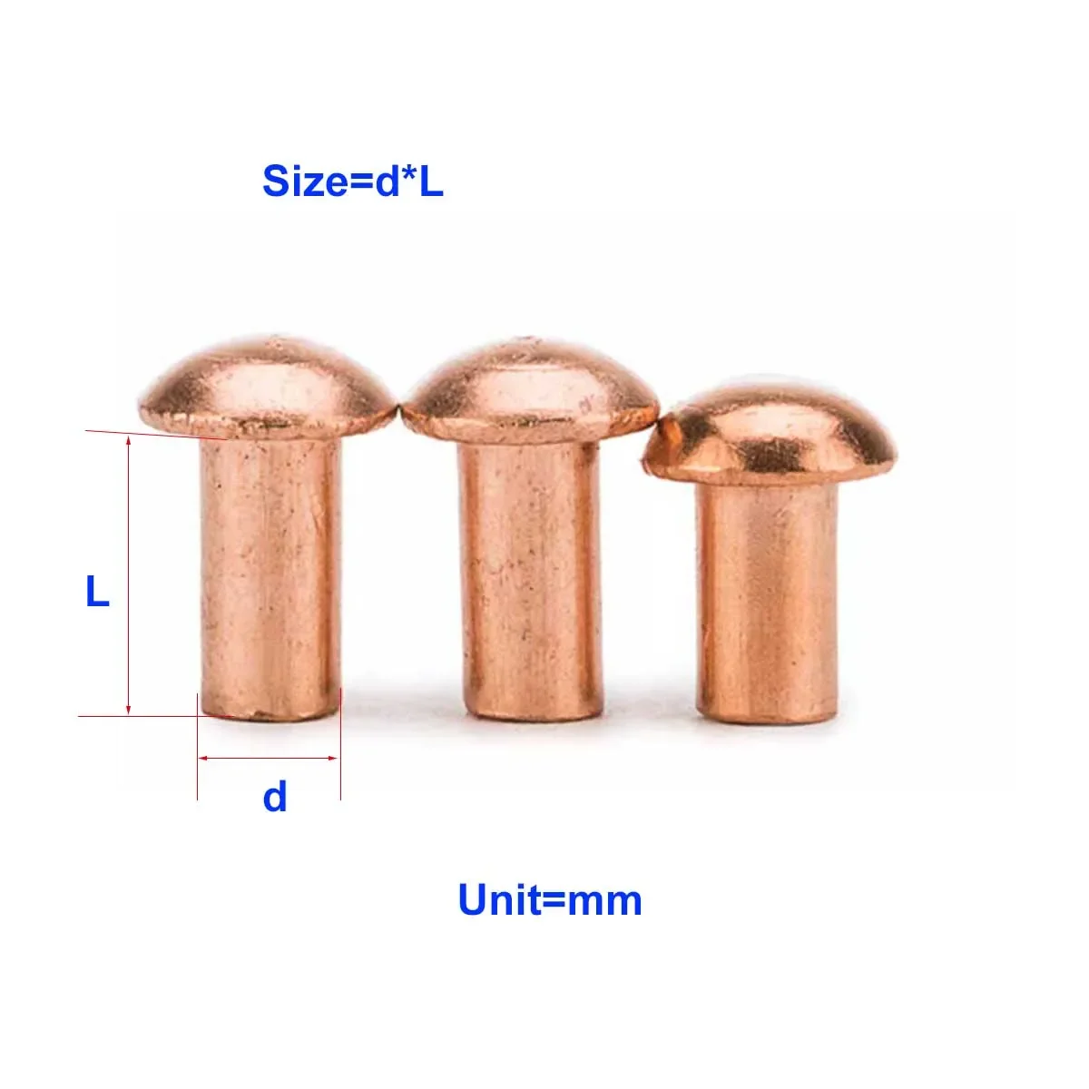 Copper Half Round Head Solid Impact Rivet GB867M2.5M3M4M5M6M8