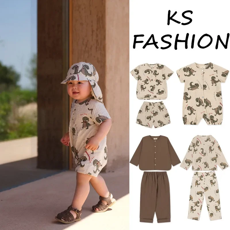 

Spring Ks Kids Dinosaur Printed T Shirts Shorts Suit for Baby Boys Girls Cartoon Long Sleeve Shirt Pants Newborn Infant Romper