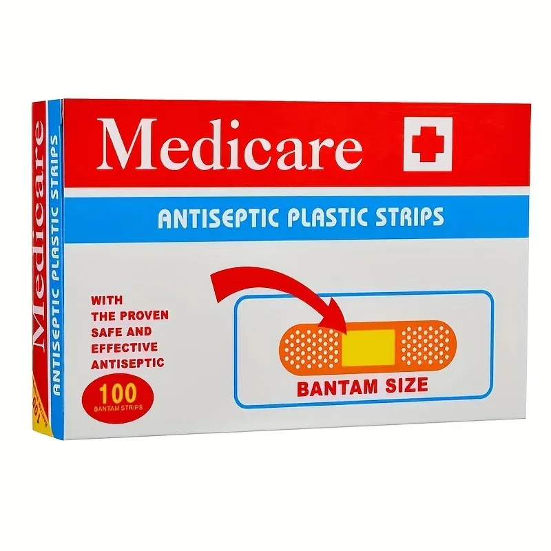 100pcs Adhesive Wound Plaster, Non Woven Tape for Minor Cuts and Abrasions - Breathable, Ideal for Home and Outdoor First aid