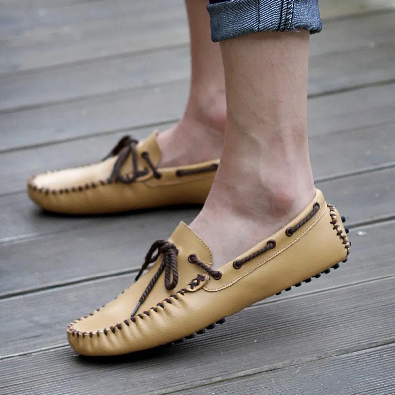 Casual Shoes Leather Shoes Men Autumn British Style Loafers Low Cut Lacing
