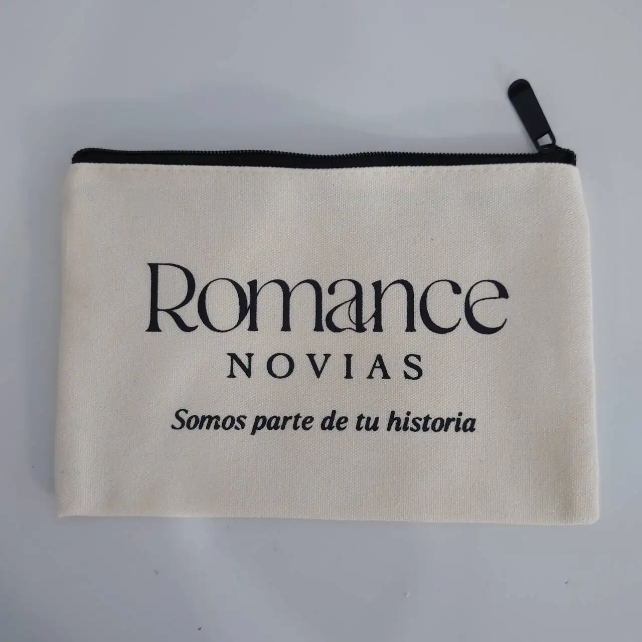 100 개/몫 사용자 정의 로고 인쇄 여성을위한 우편 번호와 고품질 재사용 가능한 코 튼 캔버스 화장품 가방 세면 용품 파우치 여행 선물