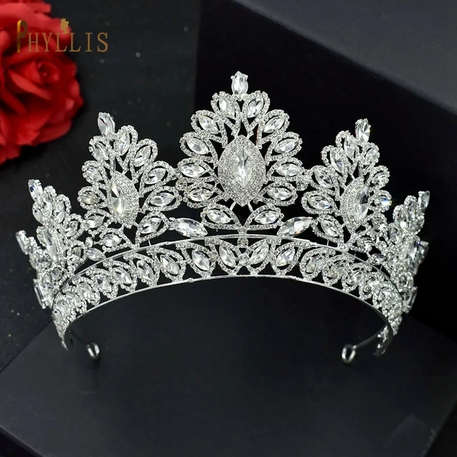 

Baroque Vintage Crystal Big Tiaras Crowns For Women Bride Queen Princess Prom Diadem Bridal Wedding Hair Accessories Jewelry