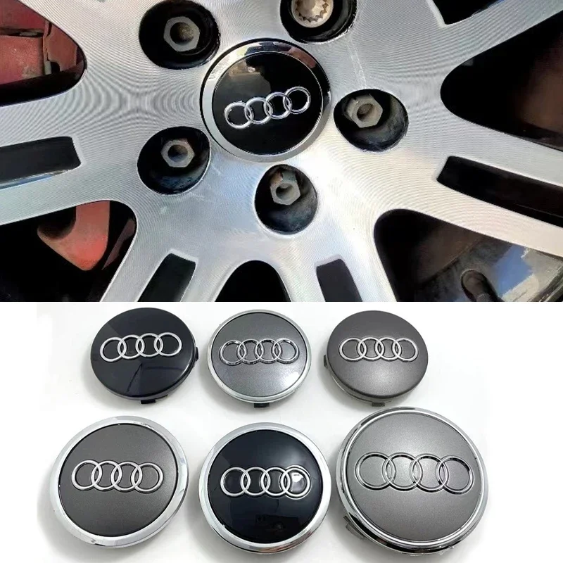 60/61/68/69/77MM 4pcs Car Wheel Center Hup Cap Cover for A4 A6L A7 A8 A3 A5 A6 S3 S4 Q3 Q5 Q5L Q7 Modification, wheel hub covers, wheel hub caps