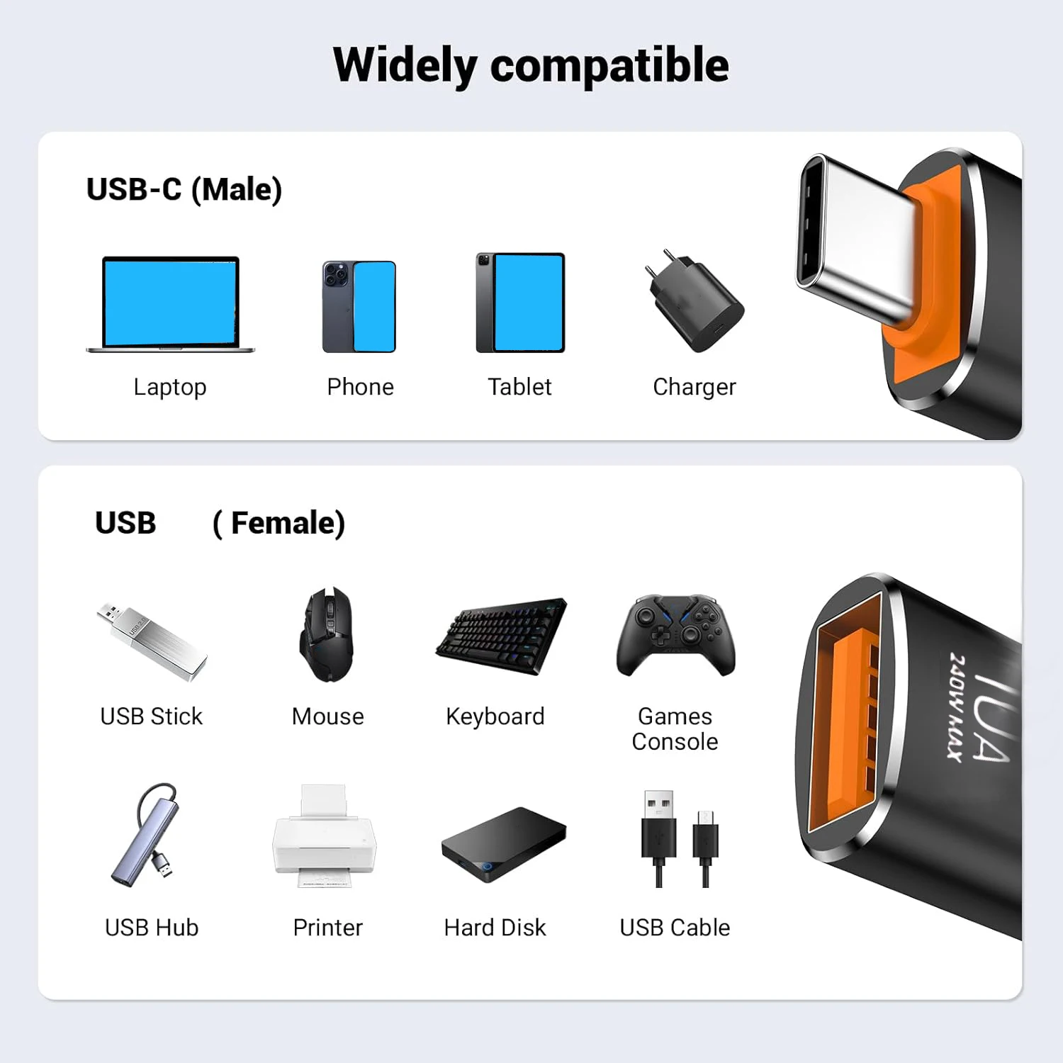USB Type C to USB Male Converter Fast Charging Adapter