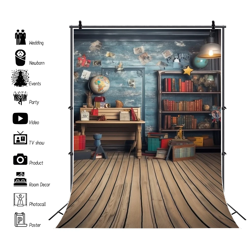 Photo Backdrop Wood Shelf For Photography Library Study Room Decor Portrait Photo Backgrounds Studio